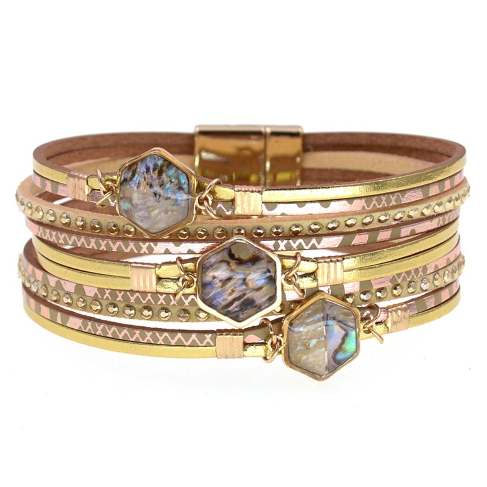 COPY - Leather Paua Abalone Shell bracelet with magnetic clasp